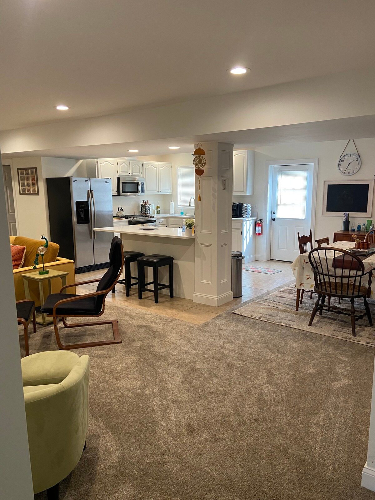 Modern kitchen with dining table